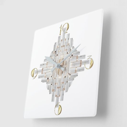 Modern Art Deco Vierkante Klok (Hoek)