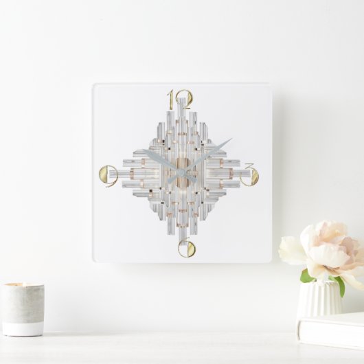 Modern Art Deco Vierkante Klok (Huis)