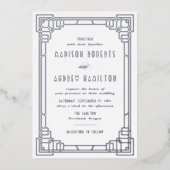 Modern Art Deco Wedding Silver Foil uitnodiging (Voorkant)