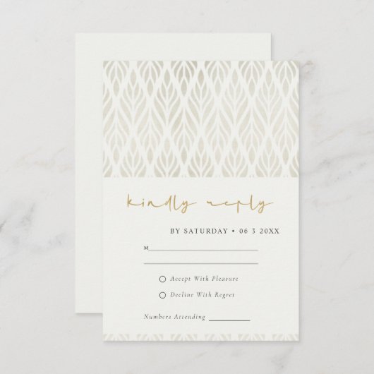 MODERN ART DECO WHITE SILVER WEDDING RSVP KAARTEN (Voorkant / Achterkant)