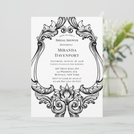 Modern Art Deco zwart gebladerte Vrijgezellenfeest Kaart (Staand voorkant)