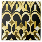 Modern Art Deco Zwart Goud Collectie Tegeltje (Voorkant)