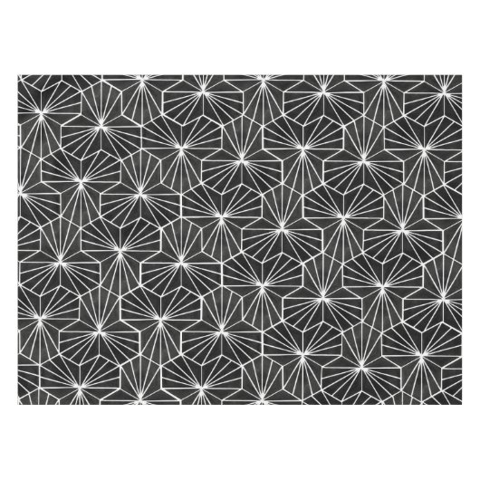 Modern Art Deco Zwart Wit Geometrisch patroon Tafelkleed (Voorkant (Horizontaal))