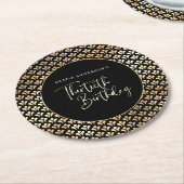 Modern Art Deco Zwart Wit & Goud Verjaardagsfeest Ronde Kartonnen Onderzetter (Gebogen)
