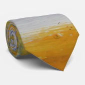 Modern Art Geel Blauw Abstract Kunstwerk Schildere Stropdas (Opgerold)