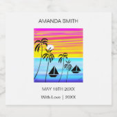 Modern Art Geweldige Tropisch Zonsondergang Zeilen Sparkling Wijnetiket (Enkel label)