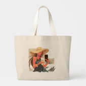 Modern Art Girl With A Hat Grote Tote Bag (Achterkant)