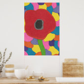 Modern Art Glas in lood Poppy Poster afdrukken (Keuken)