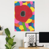 Modern Art Glas in lood Poppy Poster afdrukken (Thuiskantoor)