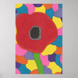Modern Art Glas in lood Poppy Poster afdrukken