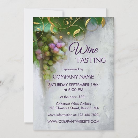 Modern Art Grapes Company Wine Tasting Kaart (Voorkant)
