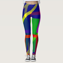 Modern Art Graphic Kleurenblok Artistieke Leggings