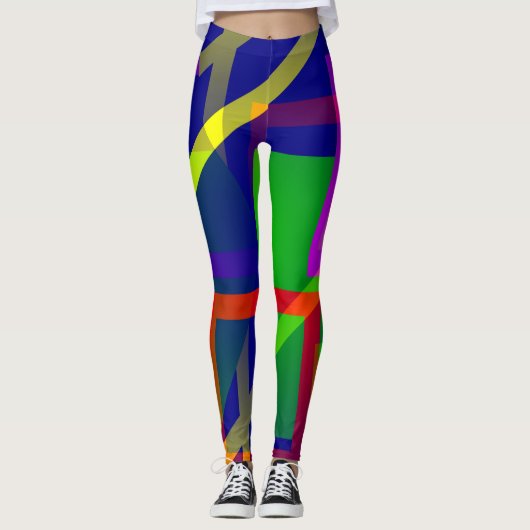 Modern Art Graphic Kleurenblok Artistieke Leggings (Voorkant)