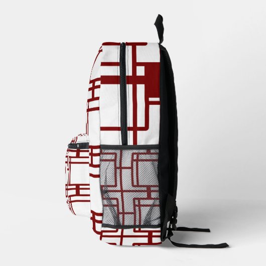 Modern Art Inspired Geometric White Backpack Bedrukte Rugzak (Rechts)