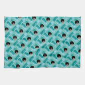 Modern Art Kitchen Towel in Aqua en Black Theedoek (Horizontaal)