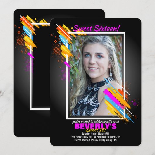 Modern Art Lijst Fotouitnodiging Kaart (Voorkant / Achterkant)