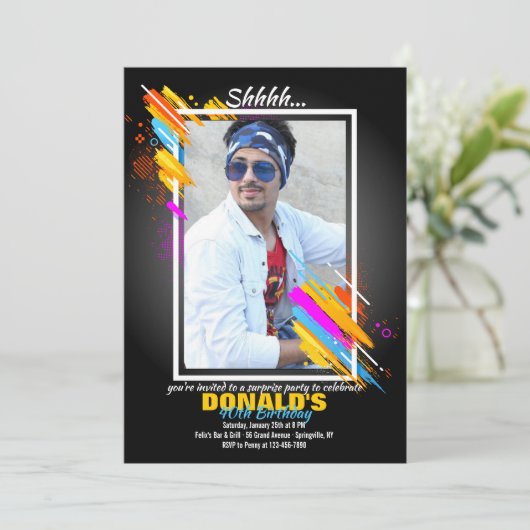 Modern Art Lijst Fotouitnodiging Kaart (Staand voorkant)