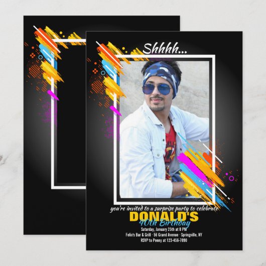 Modern Art Lijst Fotouitnodiging Kaart (Voorkant / Achterkant)