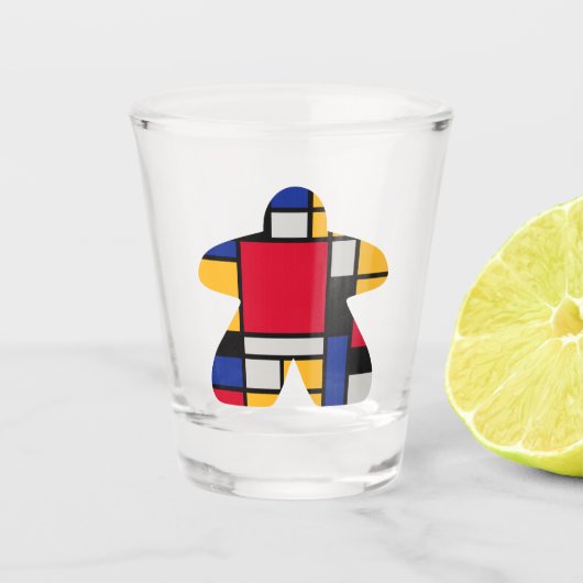 Modern Art Meeple Shot Glass Glas (Voorkant)