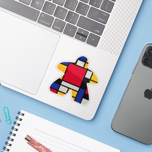 Modern Art Meeple Vinyl Sticker (Laptop met iPhone)