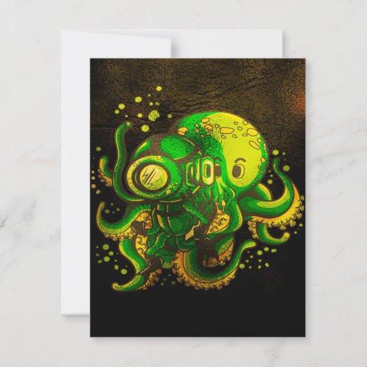 Modern Art Octopus | Mysterische Oceaan Kaart (Voorkant)