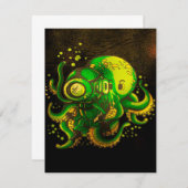Modern Art Octopus | Mysterische Oceaan Kaart (Voorkant / Achterkant)
