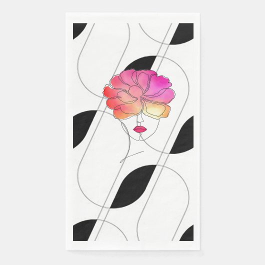 "Modern Art Peony Hair". Guest Paper Towels Servet (Voorkant)