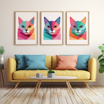 Modern art poster met een kleurrijke Cat 1