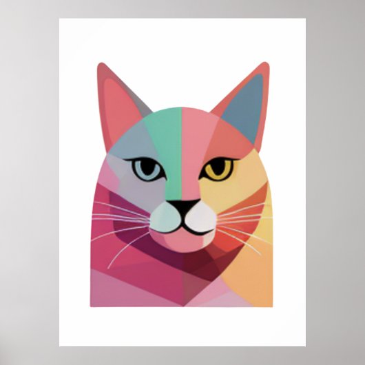 Modern art poster met een kleurrijke Cat 1 (Voorkant)