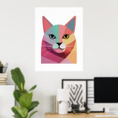 Modern art poster met een kleurrijke Cat 1 (Thuiskantoor)