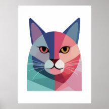 Modern art poster met een roze poes 2