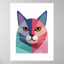 Modern art poster met een roze poes 2