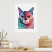Modern art poster met een roze poes 2 (Keuken)