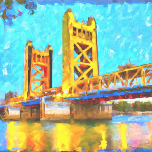 Modern Art Sacramento Tower Bridge Sticker (Voorkant)