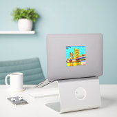 Modern Art Sacramento Tower Bridge Sticker (Laptop op bureau)