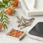 Modern Art Square Patroon Sleutelhanger (Zijkant)