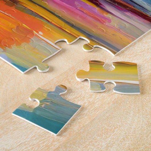 Modern Art Still Life Abstracte schedel en bloemen Legpuzzel (Zijkant)