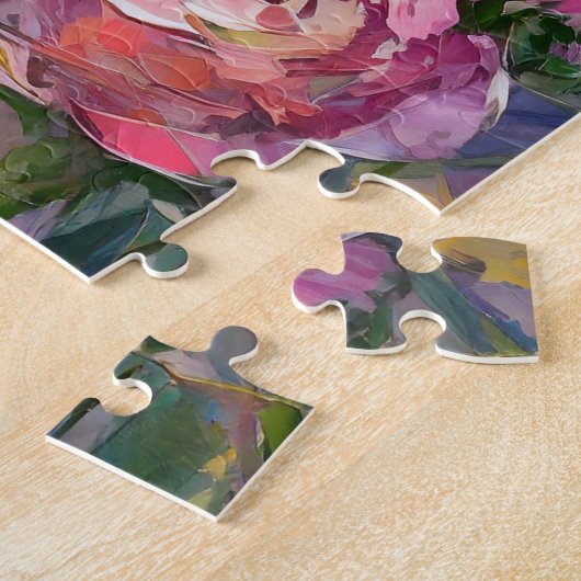 Modern Art Still Life Abstracte schedel en bloemen Legpuzzel (Zijkant)