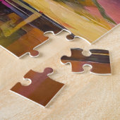 Modern Art Still Life Abstracte schedel en bloemen Legpuzzel (Zijkant)