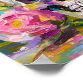 Modern Art Still Life Abstracte schedel en bloemen Poster (Hoek)