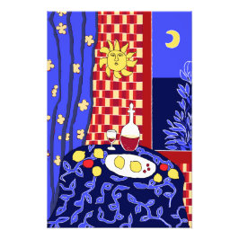 Modern Art Stilleven met citroenen en wijn Foto Afdruk