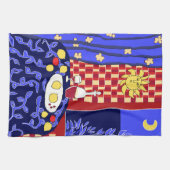 Modern Art Stilleven met citroenen en wijn Theedoek (Horizontaal)