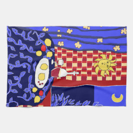 Modern Art Stilleven met citroenen en wijn Theedoek