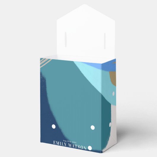 Modern Art Surprise Boy Gold Lettering Baby shower Bedankdoosjes (Geopend)