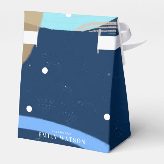 Modern Art Surprise Boy Gold Lettering Baby shower Bedankdoosjes (Achterkant)