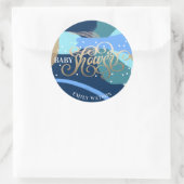 Modern Art Surprise Boy Gold Lettering Baby shower Ronde Sticker (Tas)