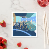 Modern Art Surprise Boy Gold Lettering Baby shower Servet (Insitu)