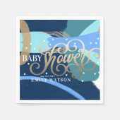 Modern Art Surprise Boy Gold Lettering Baby shower Servet (Voorkant)