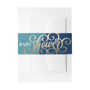 Modern Art Surprise Boy Gold Lettering Baby shower Uitnodigingen Wikkel