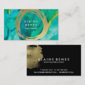 Modern Art Turquoise Gold Visitekaartje (Voorkant / Achterkant)